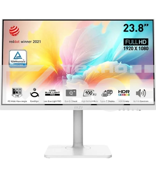 Монитор 23.8' MSI Modern MD2412PW IPS 1920x1080, 100 Гц, 4 мс, 16:9, 300 кд/м2, 1xHDMI, 1xUSB-C, 1x3.5 мм, белый