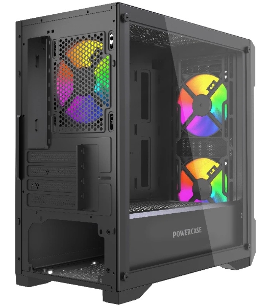 Компьютерный корпус Powercase Mistral Micro X3B ARGb, Tempered Glass, 3x 120мм ARGb PWM Fan, черный, mATX (CMMXB-A3)