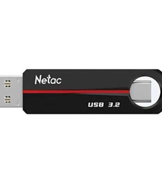 Флешка USB Netac US18 (NT03US18C-032G-32BK), 32Gb, USB3.2/TypeC, R/W 200/100, черный/красный