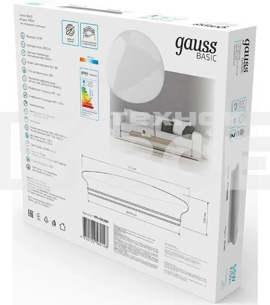 Светильник Gauss Basic Space Stone наст.-потол. 4000K цв.св.:белый белый (995438260)