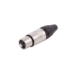 Разъем аудио FORCE CFA-022XLR (F), материал контактных частей медь с серебряным покрытием, покрытие корпуса никель, цвет матовый серебристый/черный