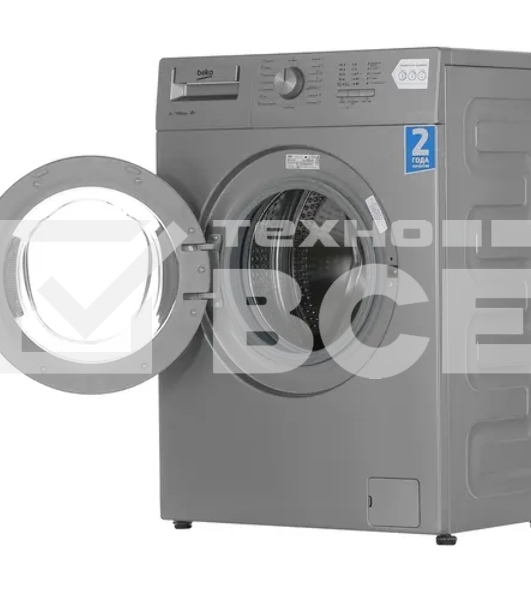 Стиральная машина Beko WRE 65P1 BSS серебристый, загрузка фронтальная 6 кг, 1000 об/мин., класс: А