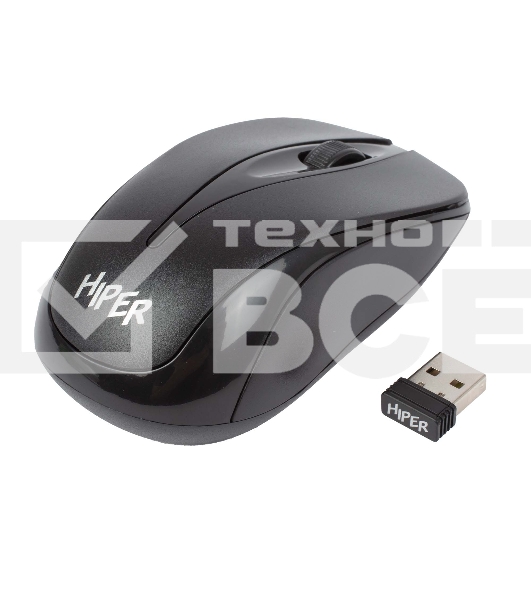 Мышь беспроводная HIPER HOMW-061 черный, 1000 dpi, радиоканал, USB, кнопки - 3