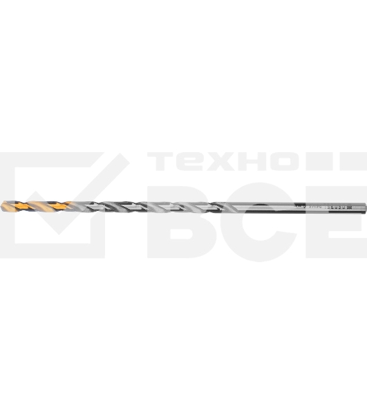 Сверло спиральное по металлу Denzel 4 х 119 мм, Р6М5, Golden Tip, удлиненное
