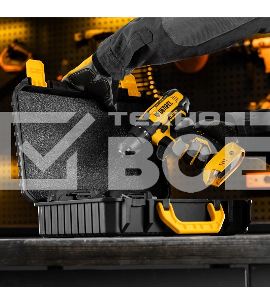 Дрель-шуруповерт аккумуляторная Denzel CDQ-20, 20В, 2 АКБ, Кейс