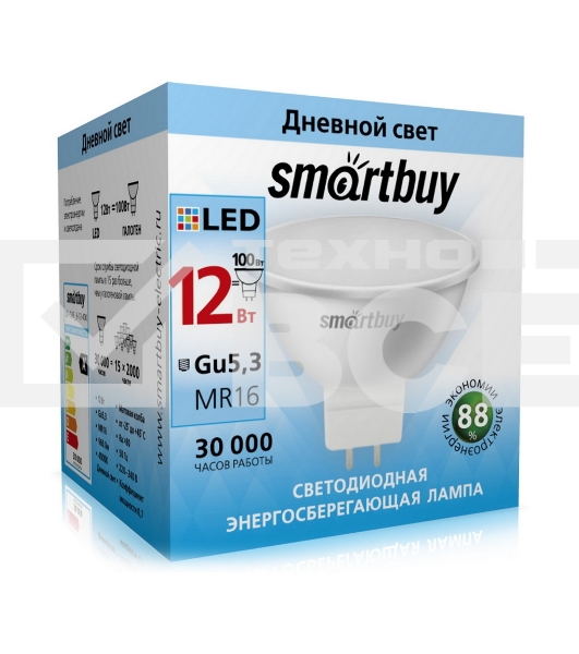 Лампа светодиодная Smartbuy 12W/4000K/GU5.3 (SBL-GU5_3-12-40K)