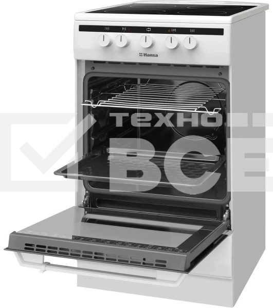 Плита электрическая Hansa FCCW54002 белый, конфорок 4 шт, духовка 68 л, 50 см x 85 см x 60 см