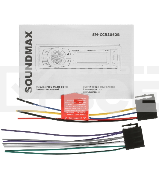 Автомагнитола Soundmax SM-CCR3062B, 1 DIN, Bluetooth, USB Type-A, AUX