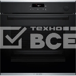 Встраиваемый духовой шкаф Bosch HRG232EB3 Serie 4 с добавлением пара Bosch, Auto Pilot 15, объем 71 л, 8 режимов нагрева, 3D Hotair, Soft move door,телескопические направляющие 1уровень,гидролиз+каталитическая очистка задней стенки,сенсорное управление,черный+профиль из нержавеющей стали, фото 1