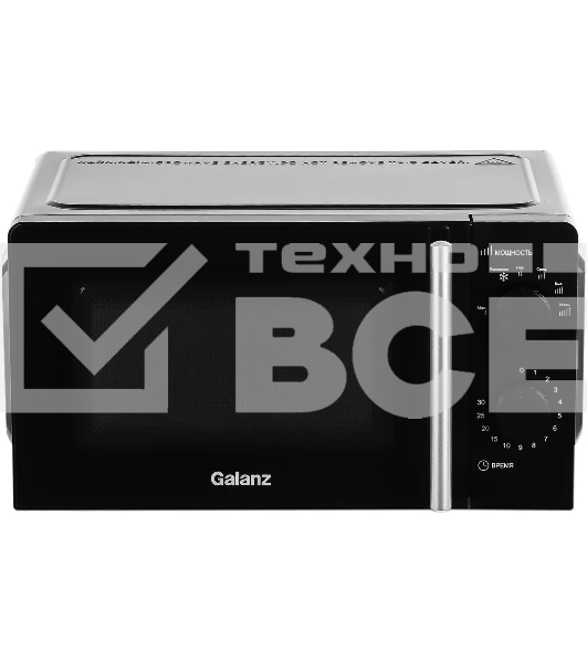 Микроволновая печь Galanz MOS-1706MB черный, 17 л, 700 Вт, переключатели - поворотный механизм