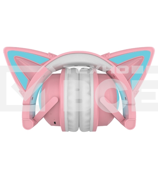 Гарнитура Party Cat mini ВТ 0051 (розово-голубые) c подсветкой  накладная  Bluetooth