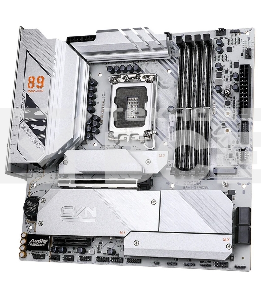 Материнская плата Colorful CVN Z890M GAMING FROZEN V20, LGA 1851, Intel Z890, 4xDDR5, 5xM.2, 4xSATA, 2xPCIe 5.0 x16, 1xPCIe 4.0 x4, 1xHDMI, 1xDP, 1x 2.5Gb LAN, 4xUSB-A 3.2 Gen 1, 2xUSB-A 3.2 Gen 2, 1xUSB-C 3.2 Gen 2, 1xUSB-C 3.2 Gen 2x2, 3x3.5 мм, 5.1, M-