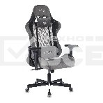 Кресло игровое Zombie VIKING 7 KNIGHT Fabric серый Loft ромбик текстиль/эко.кожа с подголов. крестовина металл, фото 1