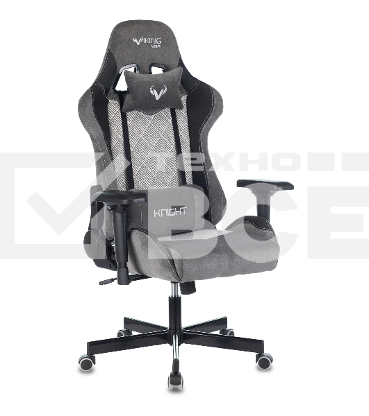 Кресло игровое Zombie VIKING 7 KNIGHT Fabric серый Loft ромбик текстиль/эко.кожа с подголов. крестовина металл