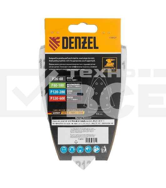 Треугольник абразивный Denzel на ворc. подложке под 