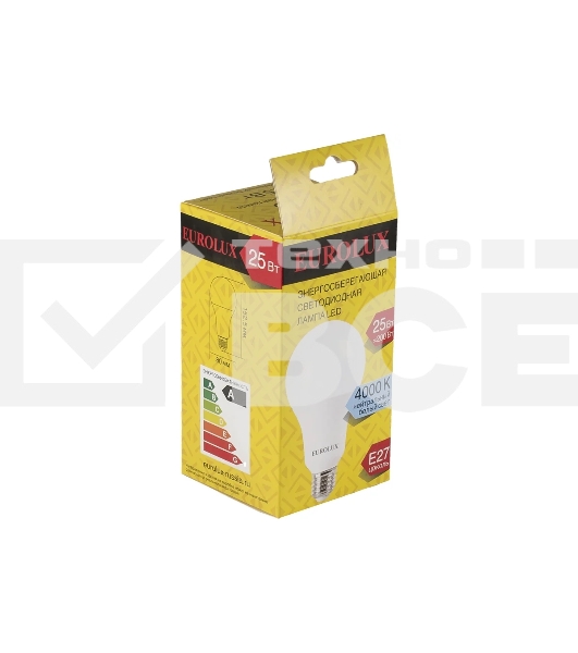 Лампа светодиодная EUROLUX LL-E-A80-25W-230-4K-E27 груша