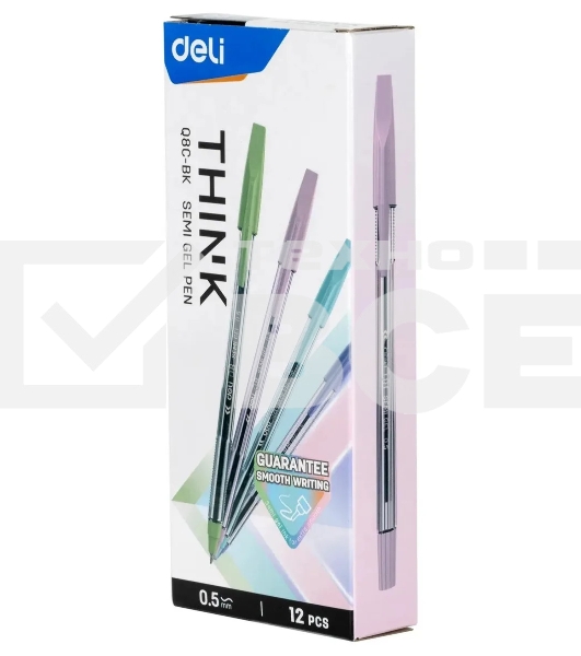 Набор ручек шариковых Deli Think EQ8C-BK, черные чернила (12шт), линия 0.5мм