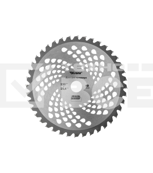 Диск для триммера Kranz 230x25,4мм, толщина 1,3мм, 40 зубьев