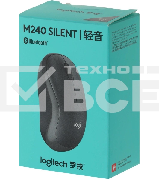Мышь беспроводная Logitech M240 SILENT графитовый, 4000 dpi, Bluetooth, кнопки - 3