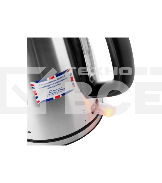 Чайник электрический BRAYER BR1022 2200Вт.1,7 л, STRIX, стальной, термометр.