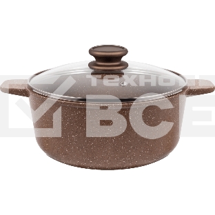 Кастрюля Maunfeld CARMEL MF26CRM01CR, 26 см, 5 л из литого алюминия со стеклянной крышкой