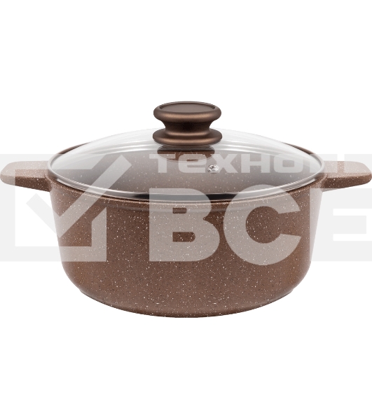 Кастрюля Maunfeld CARMEL MF26CRM01CR, 26 см, 5 л из литого алюминия со стеклянной крышкой