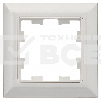 Рамка 1-местная IEK BRITE РУ-1-Бр DECOR белый/белый 3D-форма, фото 1