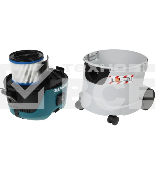 Строительный пылесос Makita VC2512L серый, 1000 Вт, уборка сухая/влажная, пылесборник мешок/контейнер, 25 л