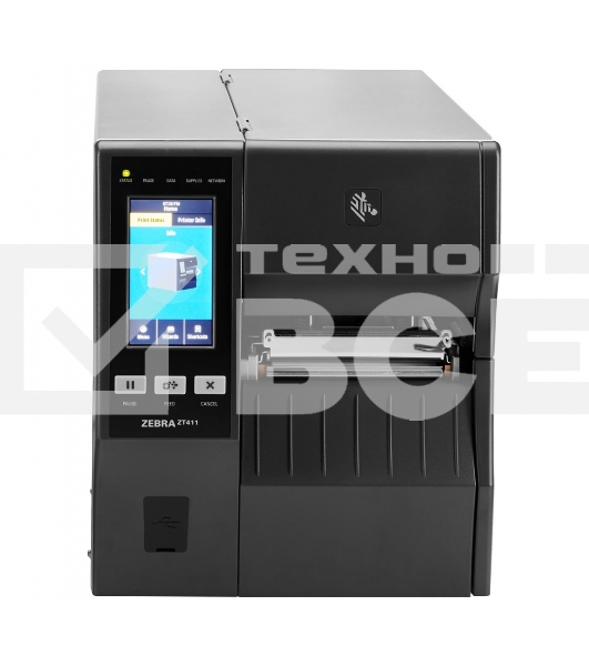Принтер этикеток термотрансферный коммерческий Zebra ZT411 300 dpi, 356 мм/сек, USB, RS-232, Ethernet, USB Host, Bluetooth, серый