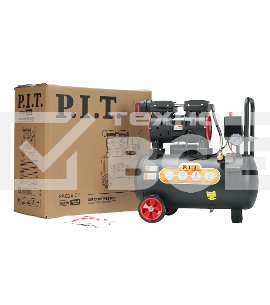 Компрессор поршневой P.I.T. PAC24-C1 безмасляный 110л/мин 24л 600Вт черный/красный