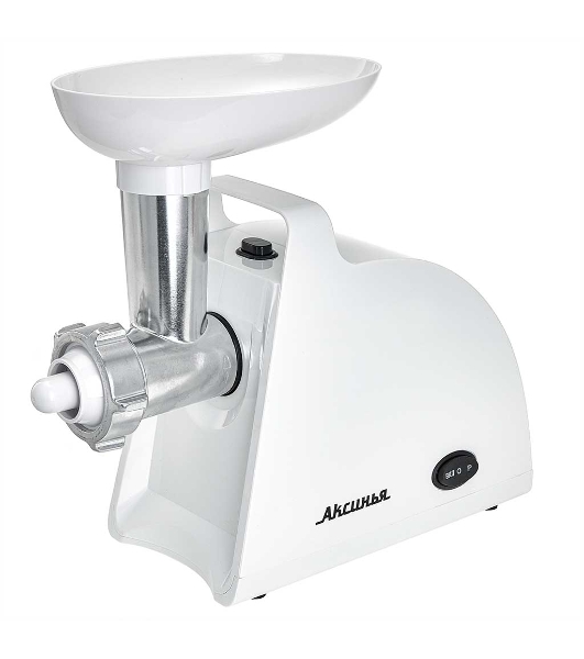 Мясорубка электрическая АКСИНЬЯ КС-2005С белый, 2000 Вт, 1.8 кг/мин, реверс, защита от перегрузки, насадки - 7