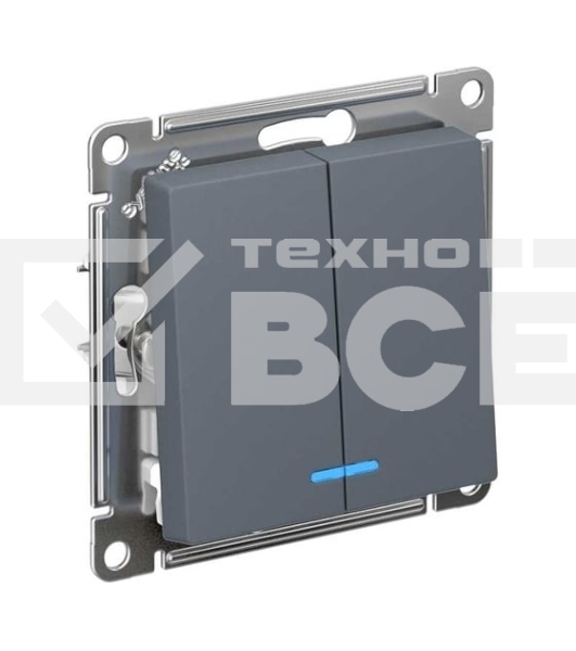 Механизм выключателя 2-кл. СП AtlasDesign 10А IP20 (сх. 5а) 10AX с подсветкой грифель