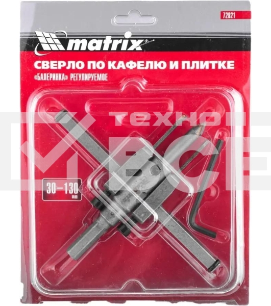 Сверло Matrix по кафелю и плитке, регулируемое Балеринка, 30-130 мм