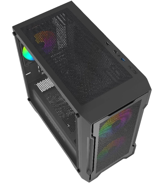 Компьютерный корпус Powercase Mistral Micro X3B ARGb, Tempered Glass, 3x 120мм ARGb PWM Fan, черный, mATX (CMMXB-A3)