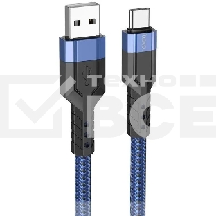 Кабель Hoco U110, USB Type-C (m) - USB (m), 1.2м, MFI, 3A, синий