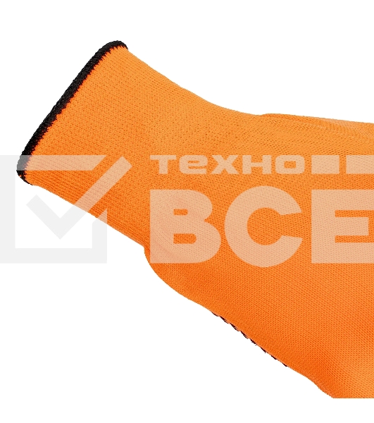 Перчатки Сибртех трикотажные, синтетическая нить, ПВХ-гель точка, оранжевый, L, 13 класс