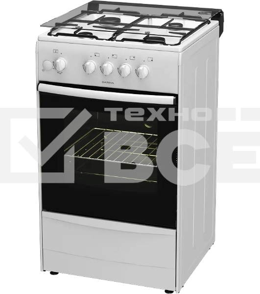Плита газовая Darina 1B GM 441 005 W белый/черный, конфорок 4 шт, духовка 50 л, 50 см x 85 см x 51 см