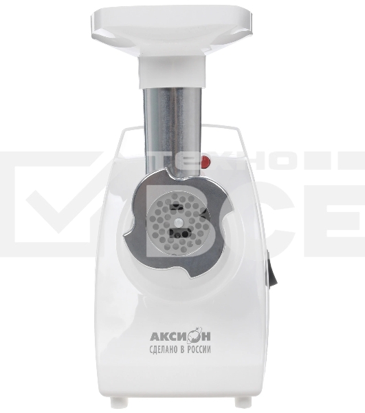 Мясорубка электрическая Аксион М34.03 белый, 1500 Вт, 1.7 кг/мин, защита от перегрузки, насадки - 4
