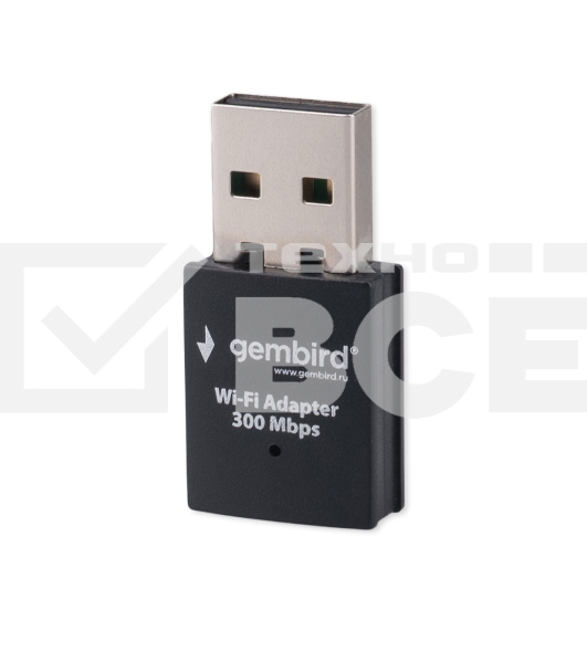Сетевой адаптер Wi-Fi Gembird WNP-UA-005 300Мбит, USB, 802.11b/g/n