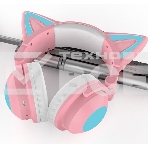 Гарнитура Party Cat mini ВТ 0051 (розово-голубые) c подсветкой  накладная  Bluetooth, фото3
