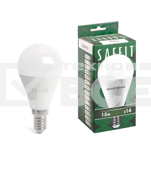 Лампа светодиодная SAFFIT SBG4515 LED 15вт Е14 теплый матовый шар