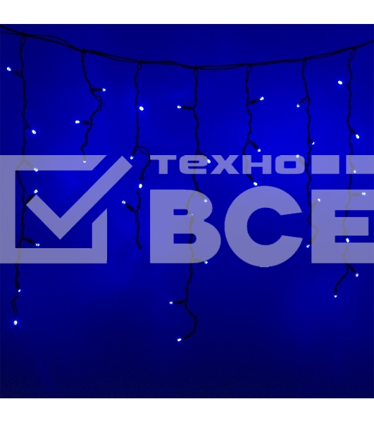 Гирлянда светод. уличная Funray Бахрома SIC-120B,3.0x0.7м,120ламп,синий,IP60,черн.шн.1.5м,СОЕД,