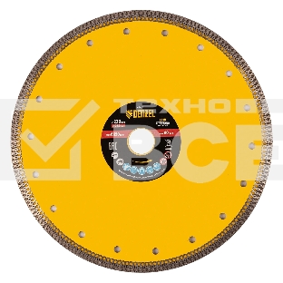 Диск алмазный отрезной Denzel 230 х 22,2мм, сплошной, супертонкий, горячий пресс, сухой/мокрый рез