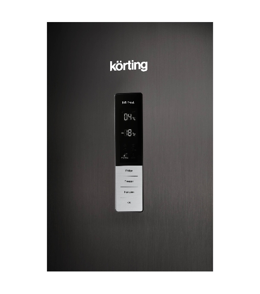 Холодильник Korting KNFC 62370 XN черная нержавеющая сталь двухкамерный 257/94л морозилка снизу, No Frost