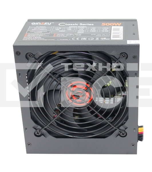 Блок питания Ginzzu CB500 12CM черный,24+4p,PCI-E, 4*SATA, 3*IDE,оплетка MB, кабель питания