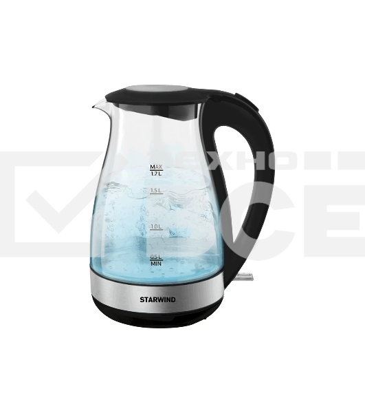 Чайник электрический Starwind SKP3039 1.7л. 2200Вт черный (корпус: стекло)