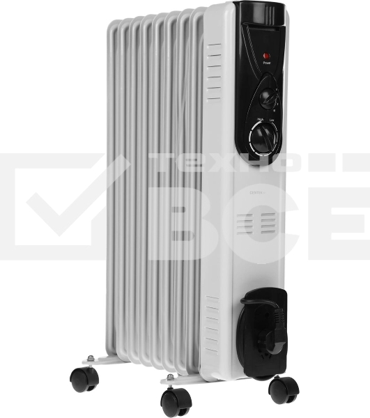 Масляный обогреватель Centek CT-6201 (9 секций) белый, 2000 Вт, 20 м2, термостат