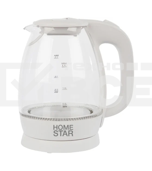 Чайник электрический Homestar HS-1012 1.7 л, стекло, белый (003566)