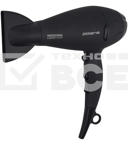 Фен Polaris PHD 2289AC серый, 2200 Вт, ионизация