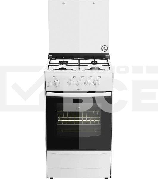 Плита газовая Darina 1B GM 441 005 W белый/черный, конфорок 4 шт, духовка 50 л, 50 см x 85 см x 51 см